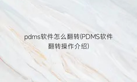 pdms软件怎么翻转(PDMS软件翻转操作介绍)