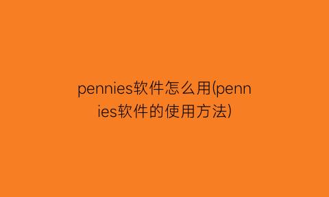 pennies软件怎么用(pennies软件的使用方法)