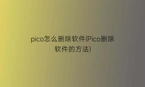 pico怎么删除软件(Pico删除软件的方法)