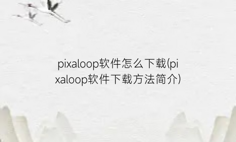 pixaloop软件怎么下载(pixaloop软件下载方法简介)