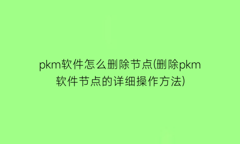 “pkm软件怎么删除节点(删除pkm软件节点的详细操作方法)