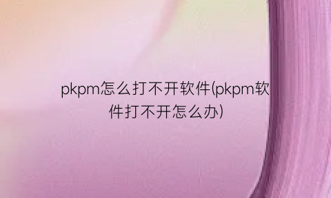 pkpm怎么打不开软件(pkpm软件打不开怎么办)