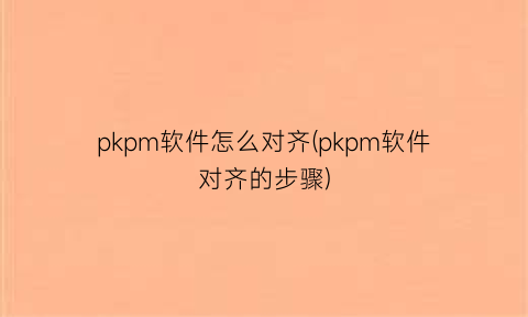 pkpm软件怎么对齐(pkpm软件对齐的步骤)