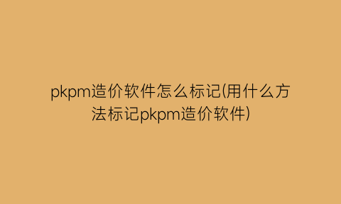 “pkpm造价软件怎么标记(用什么方法标记pkpm造价软件)