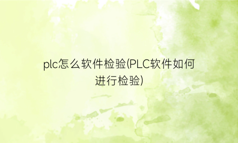 “plc怎么软件检验(PLC软件如何进行检验)