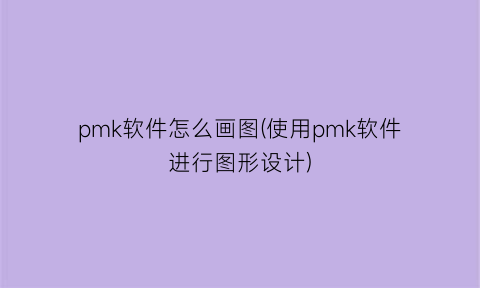 pmk软件怎么画图(使用pmk软件进行图形设计)