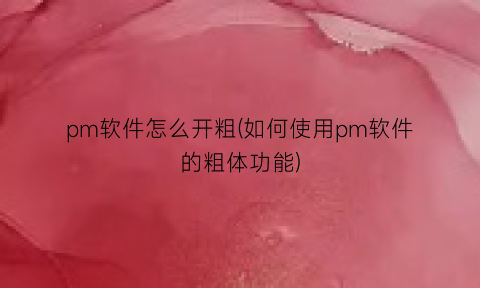 pm软件怎么开粗(如何使用pm软件的粗体功能)