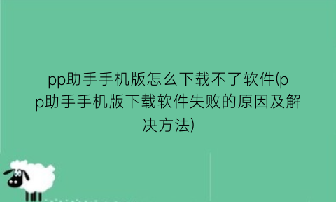 pp助手手机版怎么下载不了软件(pp助手手机版下载软件失败的原因及解决方法)