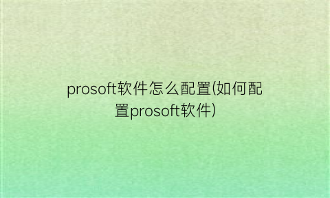 prosoft软件怎么配置(如何配置prosoft软件)