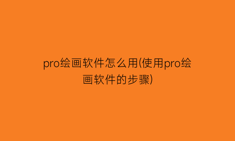 pro绘画软件怎么用(使用pro绘画软件的步骤)