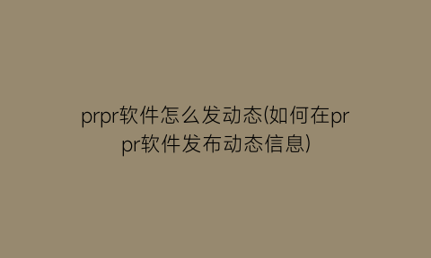 “prpr软件怎么发动态(如何在prpr软件发布动态信息)