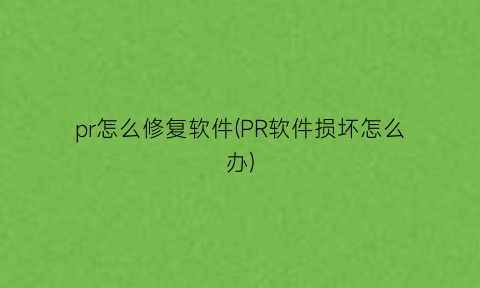 pr怎么修复软件(PR软件损坏怎么办)