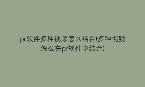 pr软件多种视频怎么结合(多种视频怎么在pr软件中结合)