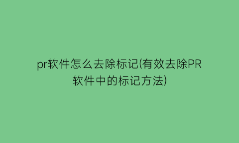 pr软件怎么去除标记(有效去除PR软件中的标记方法)