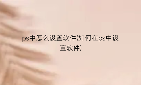 ps中怎么设置软件(如何在ps中设置软件)