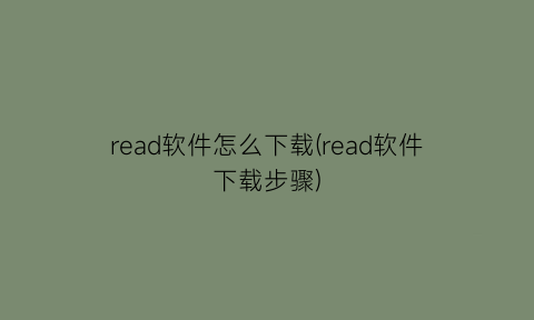 “read软件怎么下载(read软件下载步骤)