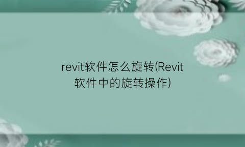 revit软件怎么旋转(Revit软件中的旋转操作)