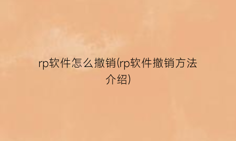 rp软件怎么撤销(rp软件撤销方法介绍)