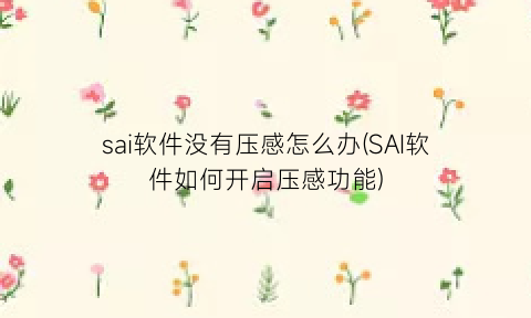 “sai软件没有压感怎么办(SAI软件如何开启压感功能)