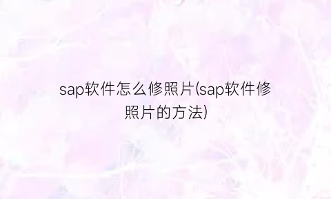 “sap软件怎么修照片(sap软件修照片的方法)