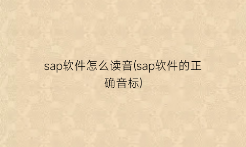 sap软件怎么读音(sap软件的正确音标)