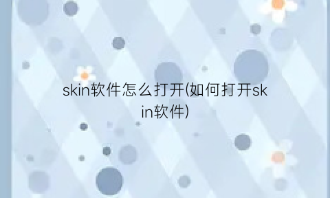 “skin软件怎么打开(如何打开skin软件)