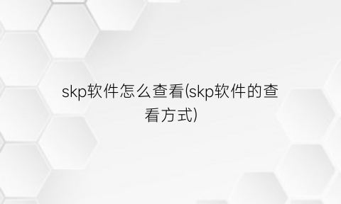 skp软件怎么查看(skp软件的查看方式)