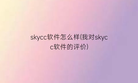 skycc软件怎么样(我对skycc软件的评价)