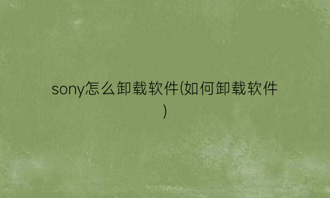 sony怎么卸载软件(如何卸载软件)
