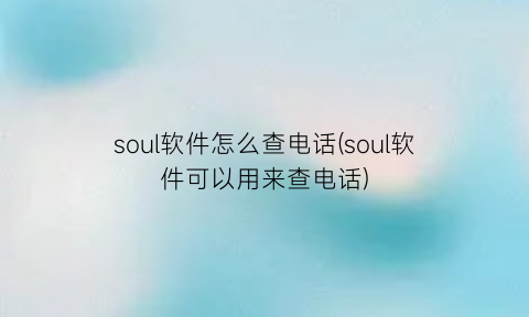 soul软件怎么查电话(soul软件可以用来查电话)