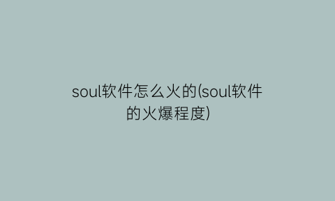 “soul软件怎么火的(soul软件的火爆程度)