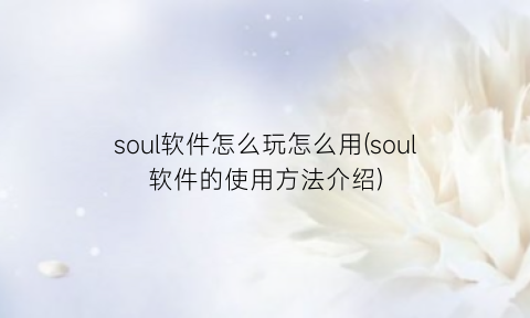 soul软件怎么玩怎么用(soul软件的使用方法介绍)