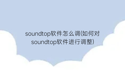 soundtop软件怎么调(如何对soundtop软件进行调整)