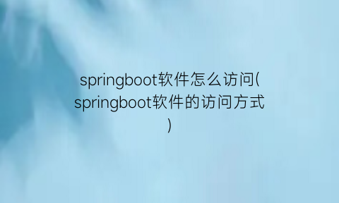 springboot软件怎么访问(springboot软件的访问方式)