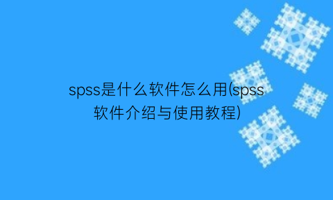 “spss是什么软件怎么用(spss软件介绍与使用教程)
