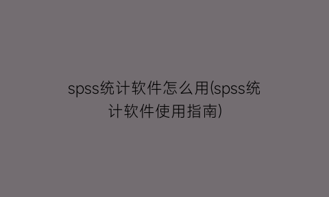 spss统计软件怎么用(spss统计软件使用指南)