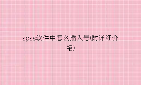 “spss软件中怎么插入号(附详细介绍)
