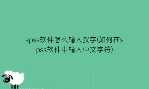 “spss软件怎么输入汉字(如何在spss软件中输入中文字符)