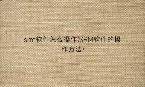 srm软件怎么操作(SRM软件的操作方法)