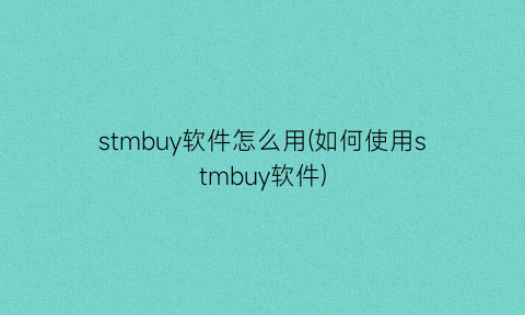 stmbuy软件怎么用(如何使用stmbuy软件)