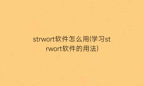 strwort软件怎么用(学习strwort软件的用法)