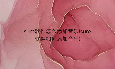 sure软件怎么添加音乐(sure软件如何添加音乐)