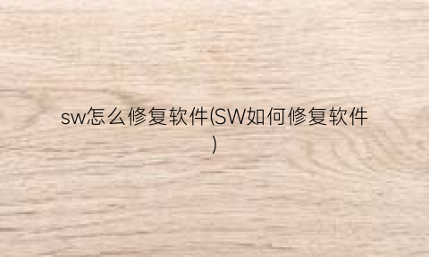 sw怎么修复软件(SW如何修复软件)