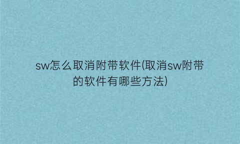sw怎么取消附带软件(取消sw附带的软件有哪些方法)