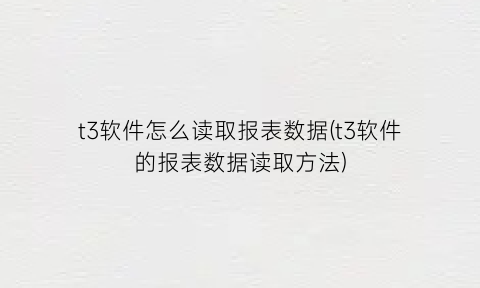 “t3软件怎么读取报表数据(t3软件的报表数据读取方法)