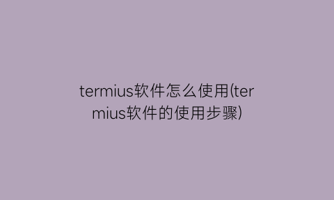 termius软件怎么使用(termius软件的使用步骤)