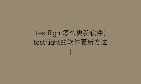 testflight怎么更新软件(testflight的软件更新方法)