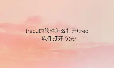 tredu的软件怎么打开(tredu软件打开方法)