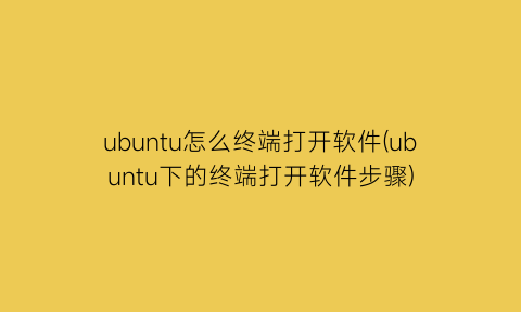 ubuntu怎么终端打开软件(ubuntu下的终端打开软件步骤)