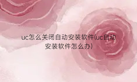uc怎么关闭自动安装软件(uc自动安装软件怎么办)